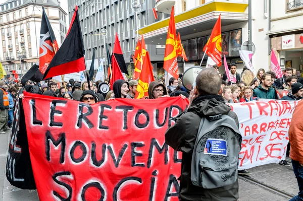 Protesto contra as reformas trabalhistas em França — Fotografia de Stock