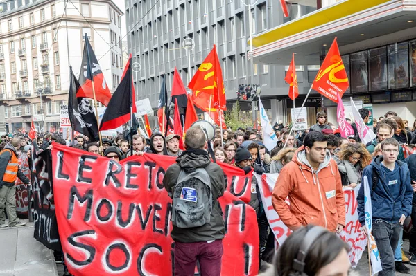 Protesta contra las reformas laborales en Francia — Foto de Stock