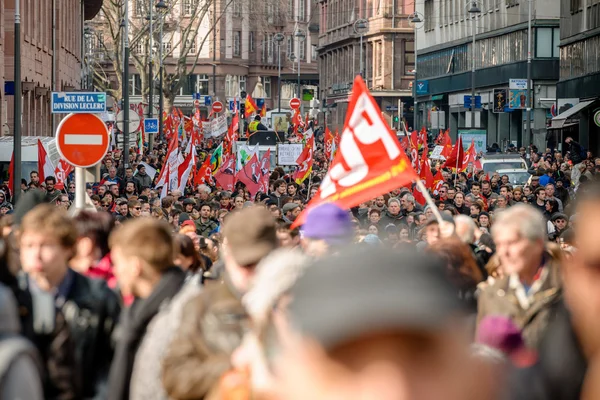 Protest proti práce reformy ve Francii — Stock fotografie