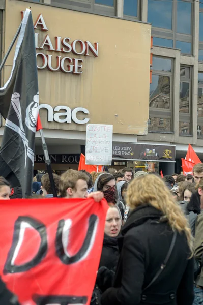 Protest proti práce reformy ve Francii — Stock fotografie