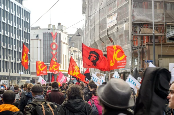 Manifestation contre les réformes du travail en France — Photo