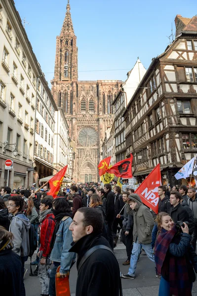 Protesto contra as reformas trabalhistas em França — Fotografia de Stock