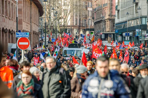 Protestera mot arbetskraft reformer i Frankrike — Stockfoto