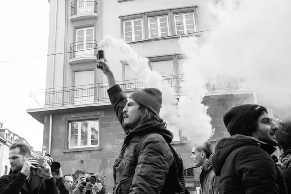 Protesto contra as reformas trabalhistas em França — Fotografia de Stock