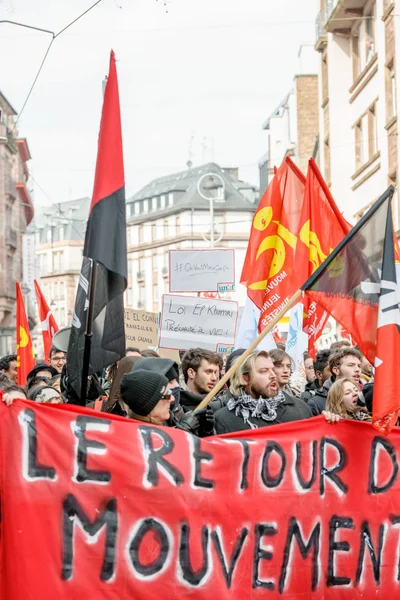 Manifestation contre les réformes du travail en France — Photo