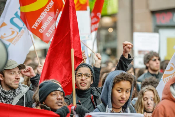 抗议在法国劳工改革 — 图库照片