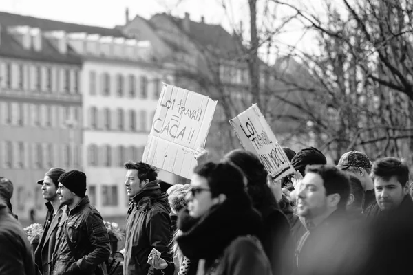 Protestera mot arbetskraft reformer i Frankrike — Stockfoto