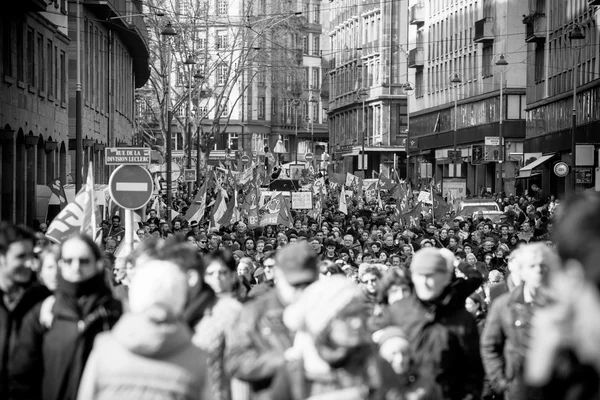 Протест проти трудових реформ у Франції — стокове фото