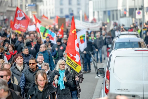 Protesto contra as reformas trabalhistas em França — Fotografia de Stock