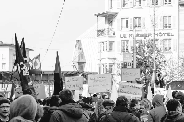 Protest tegen de hervormingen van de arbeidsmarkt in Frankrijk — Stockfoto