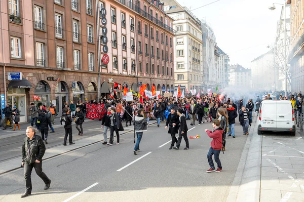 Protesto contra as reformas trabalhistas em França — Fotografia de Stock