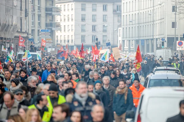 Protest proti práce reformy ve Francii — Stock fotografie