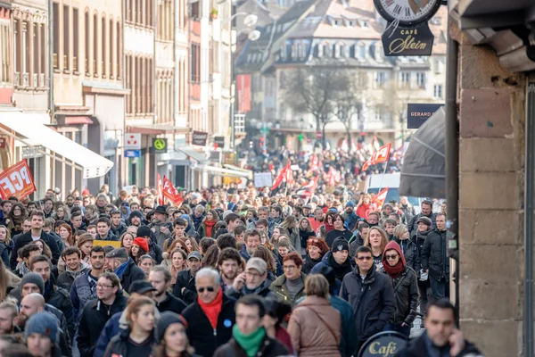 Protest tegen de hervormingen van de arbeidsmarkt in Frankrijk — Stockfoto