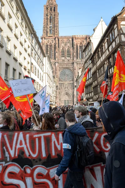 Protest proti práce reformy ve Francii — Stock fotografie