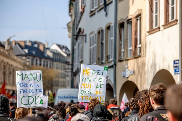 Protesto contra as reformas trabalhistas em França — Fotografia de Stock