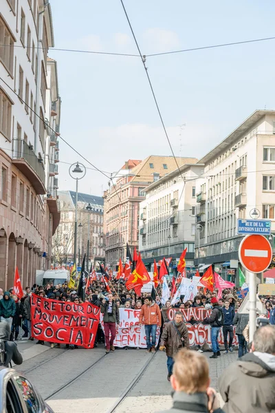 Protestera mot arbetskraft reformer i Frankrike — Stockfoto