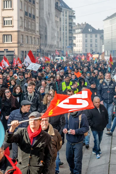 Protesto contra as reformas trabalhistas em França — Fotografia de Stock