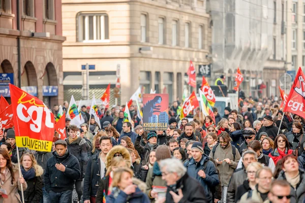 Protesto contra as reformas trabalhistas em França — Fotografia de Stock