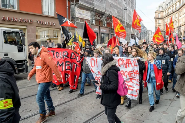 Protest proti práce reformy ve Francii — Stock fotografie