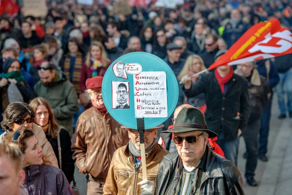 Protestera mot arbetskraft reformer i Frankrike — Stockfoto