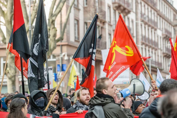 Protest proti práce reformy ve Francii — Stock fotografie