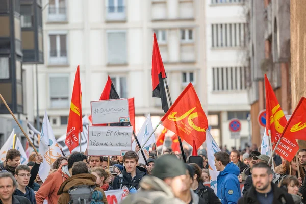 Protesto contra as reformas trabalhistas em França — Fotografia de Stock