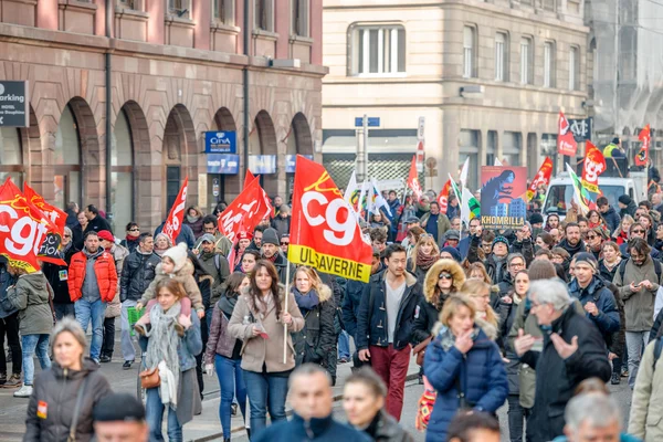 Protest proti práce reformy ve Francii — Stock fotografie