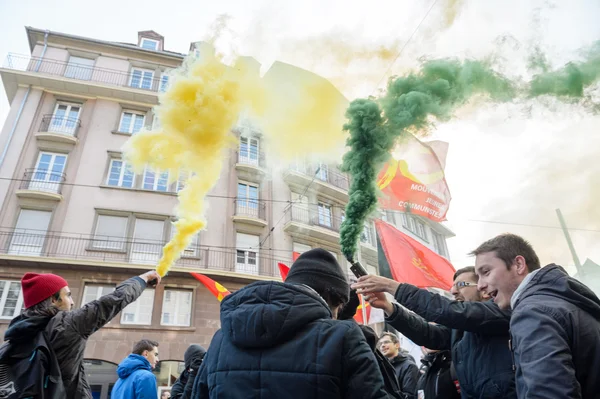 Protest proti práce reformy ve Francii — Stock fotografie