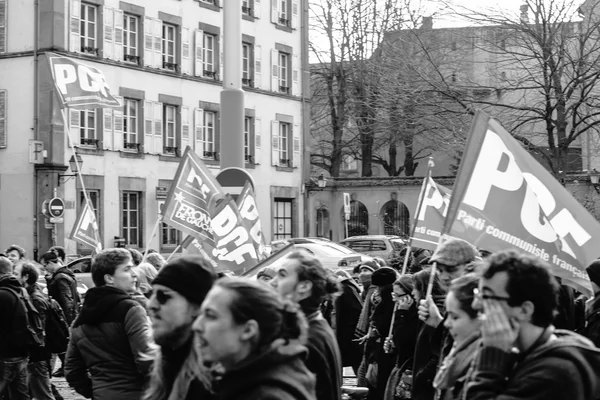 Protest tegen de hervormingen van de arbeidsmarkt in Frankrijk — Stockfoto