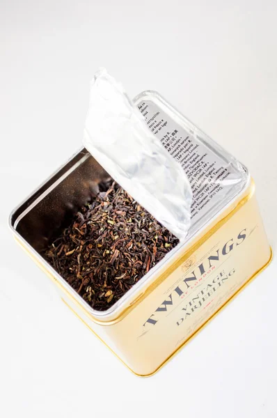 Twinnings Vintage Darjeeling opened tea box — Stock Photo, Image