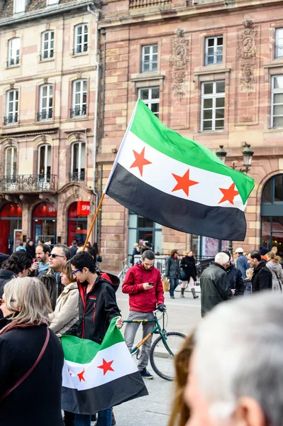 Syrian diaspora protests against Syrian war — стокове фото