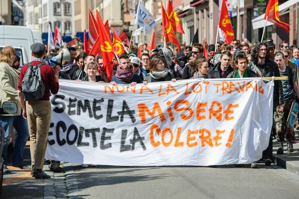 Aprile protesta contro le riforme laburiste in Francia — Foto Stock