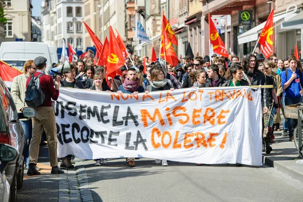 Április az tiltakozás ellen munkaügyi reformok Franciaországban — Stock Fotó