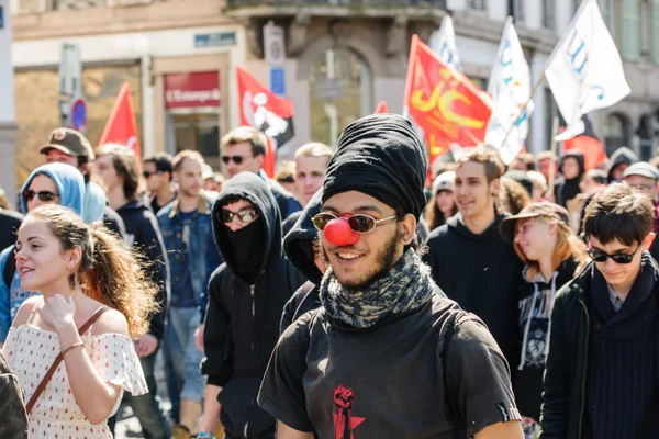 Kwietnia protest przeciwko pracy reformy we Francji — Zdjęcie stockowe