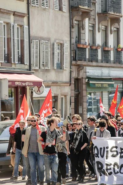 Квітень протест проти трудових реформ у Франції — стокове фото