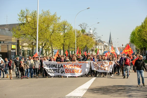 Április az tiltakozás ellen munkaügyi reformok Franciaországban — Stock Fotó