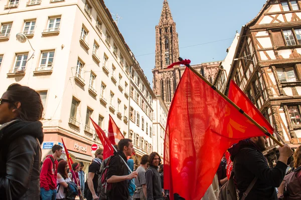 Квітень протест проти трудових реформ у Франції — стокове фото