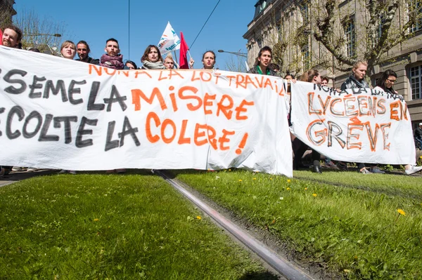 Április az tiltakozás ellen munkaügyi reformok Franciaországban — Stock Fotó
