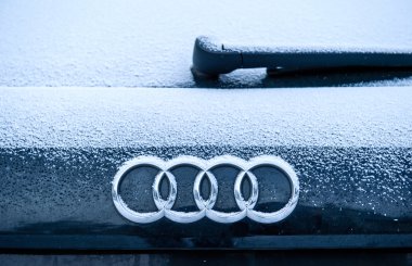 Audi Car logo under snow