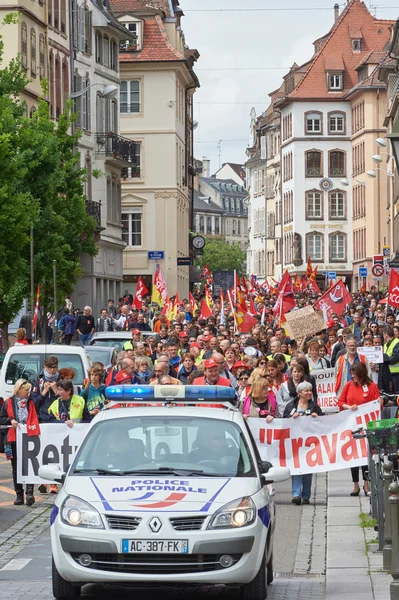 Πορεία στο Στρασβούργο κατά την εργατική νομοθεσία — Φωτογραφία Αρχείου