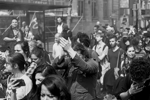 Człowiek o protest we Francji — Zdjęcie stockowe