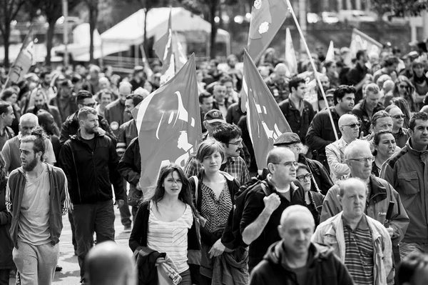 People walking with placards — Stock Photo, Image