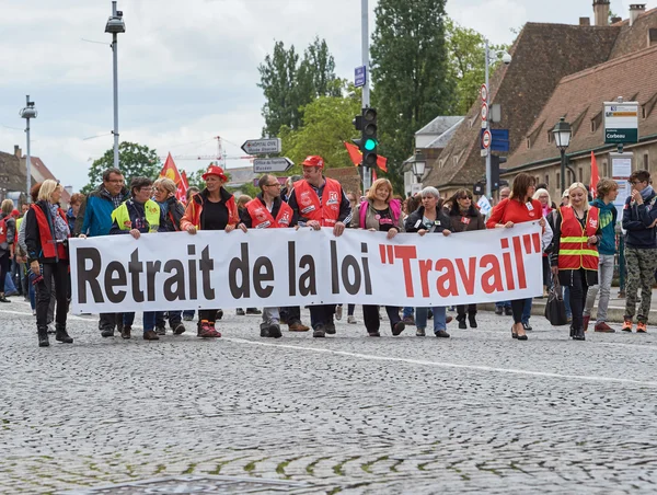Πορεία στο Στρασβούργο κατά την εργατική νομοθεσία — Φωτογραφία Αρχείου