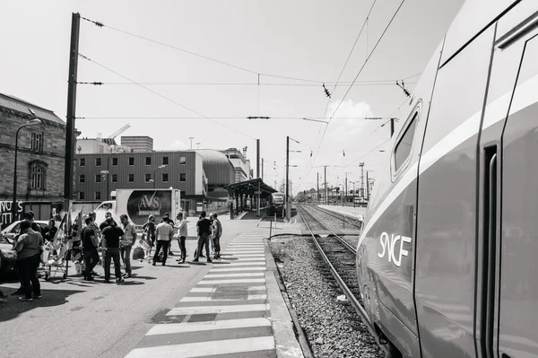 Sncf フランス鉄道オペレーター ストライク - バーベキューを作って抗議 — ストック写真