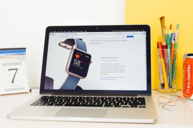 Kalp hızı sensörü vitrine Apple bilgisayarlar Web sitesi, 