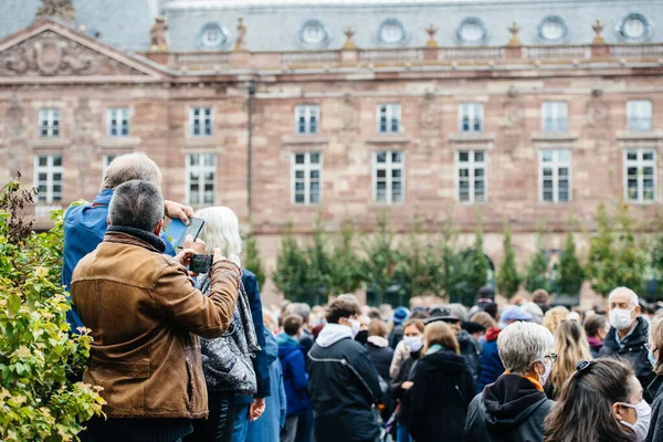 People Place Kleber rinde homenaje al profesor de historia Samuel Paty — Foto de Stock