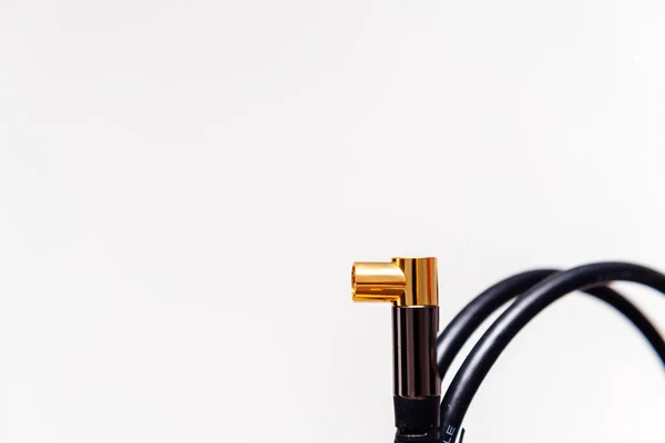 Golden plated antenna connection cable — Stock Photo, Image