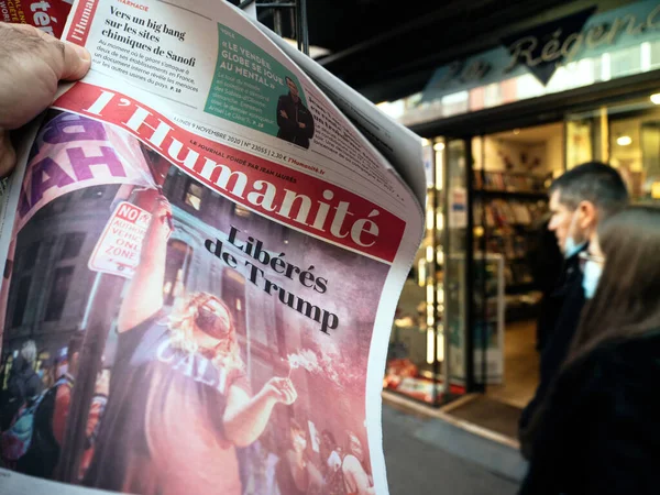 Tidning Joe Bidens USA: s presidentval seger mot Donald Trump seger press — Stockfoto