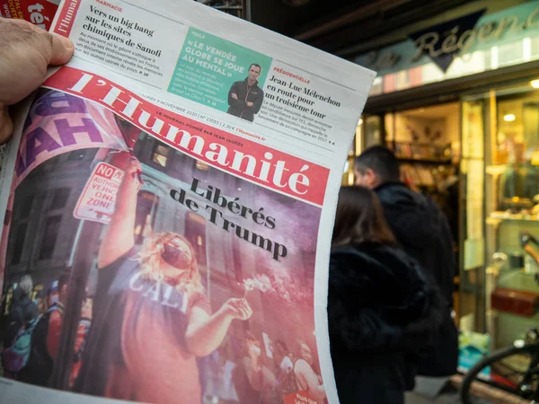 Jornal Joe Bidens EUA vitória eleitoral presidencial contra Donald Trump imprensa vitória — Fotografia de Stock