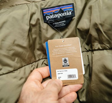 Patagonya modeli Mens 3 'te 3' lük bir parka sahip lüks kış kıyafetleri - adil ticaret sertifikalı çıkartma